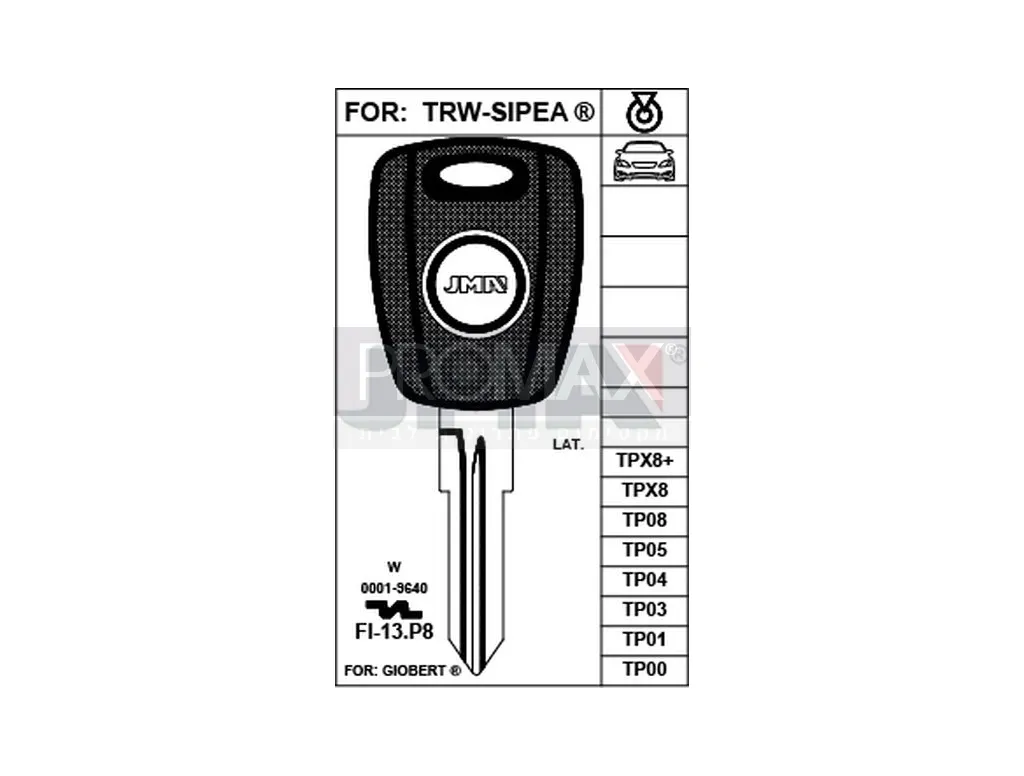 מפתח פיאט פונטו JMA TP00FI-13.P8