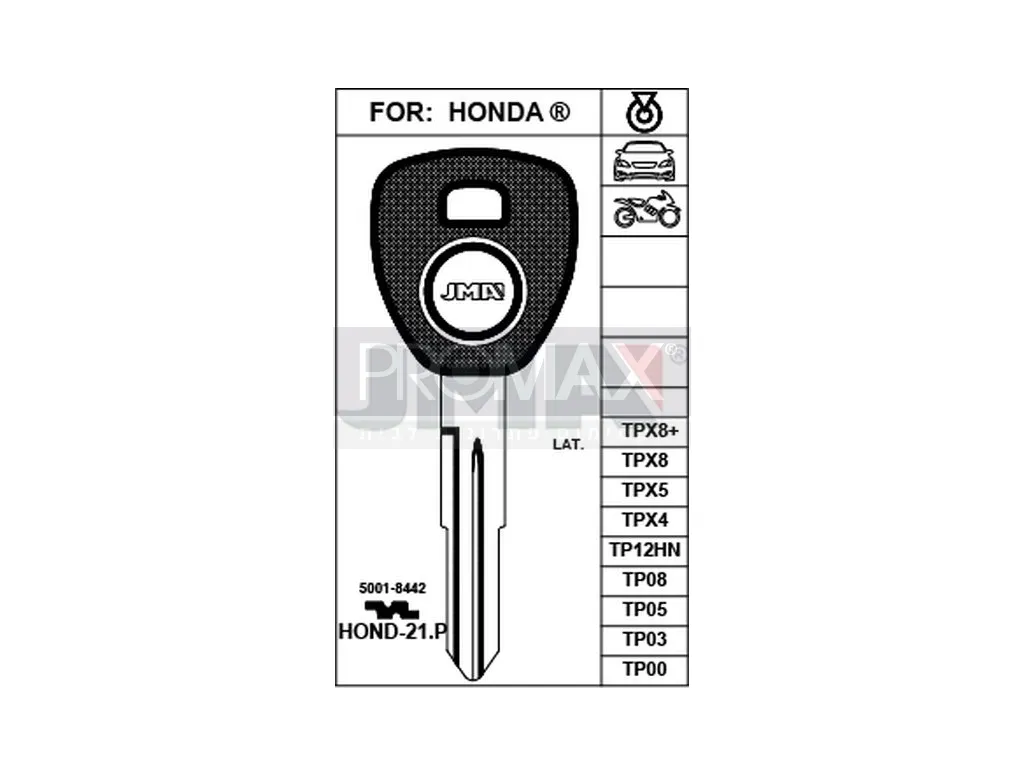מפתח הונדה רגיל JMA TP00HOND-21.P