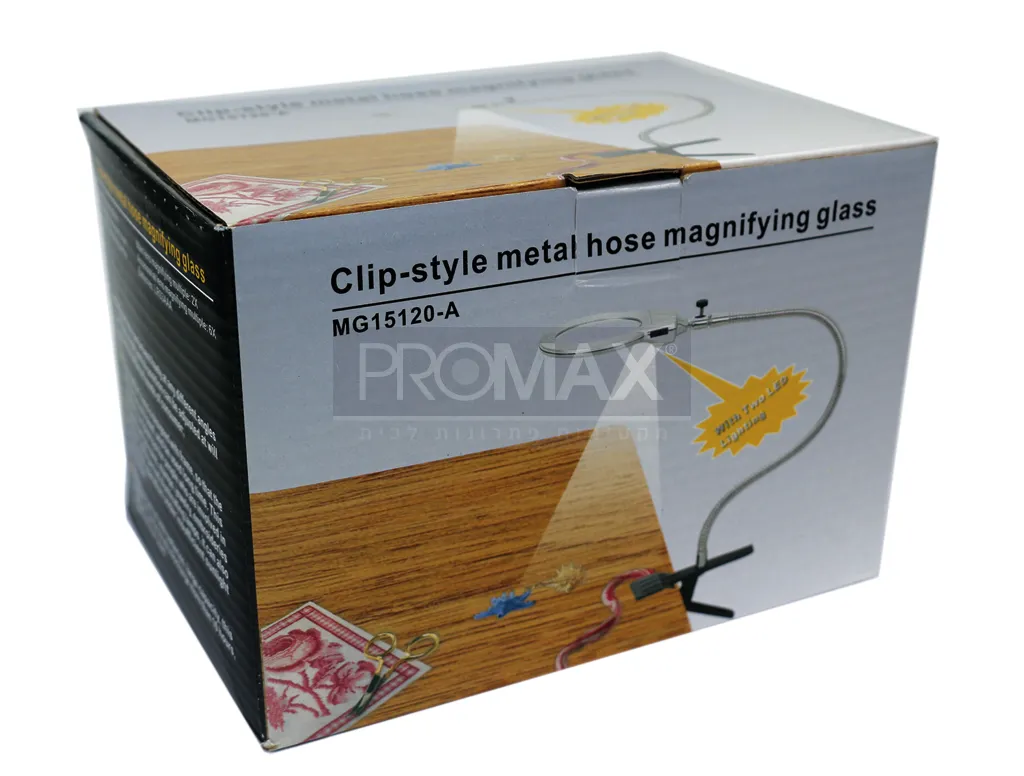 זכוכית מגדלת עם מנורה ותפס לשולחן 3