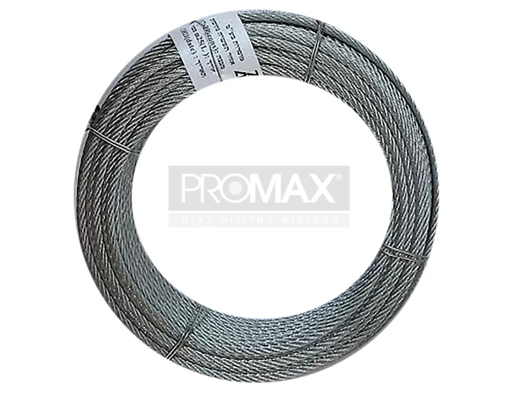 כבל פלדה מגולבן 2 מ"מ אורך 25 מטר תוצרת הארץ מוסרות 3