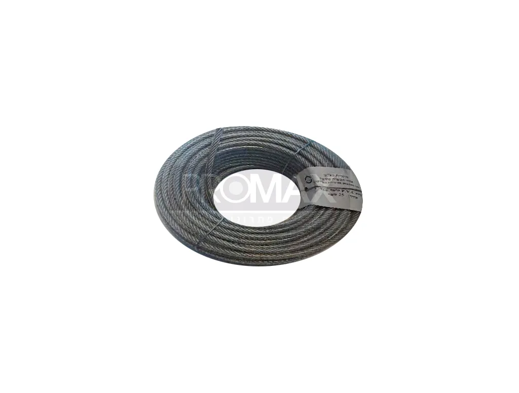 כבל פלדה מגולבן ומצופה 2/3.5 מ"מ אורך 25 מטר תוצרת הארץ מוסרות 3
