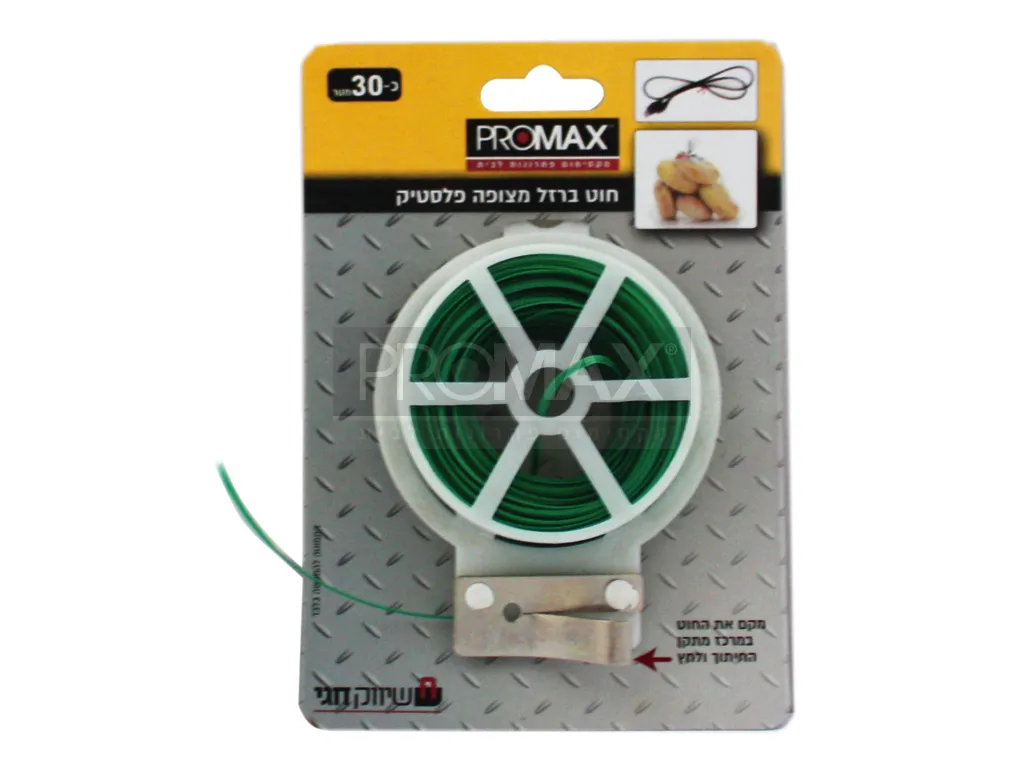 חוט ברזל מצופה פלסטיק ירוק טוויסט (כ-30 מטר)