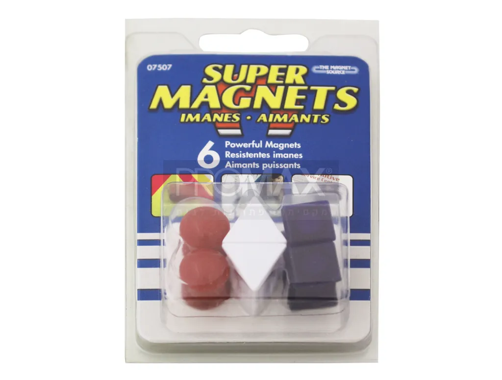 מגנט מיקס צורות ציבעוני 6 יח' בבליסטר 07507