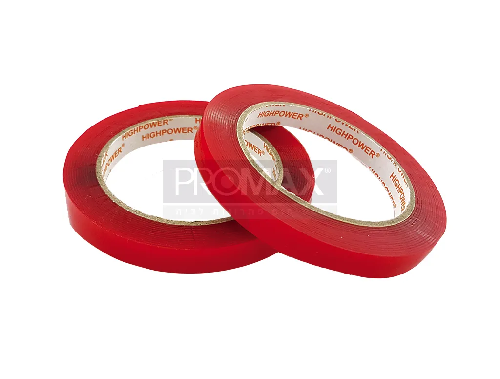 דבק דו צדדי שקוף וחזק במיוחד 2 יח' של 3 מטר ברוחב 12 מ"מ PROMAX