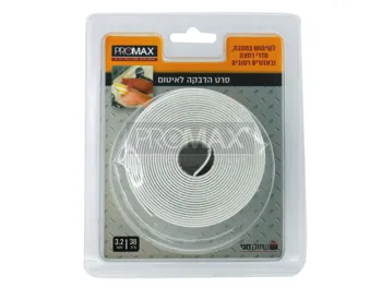 מדבקת פלסטיק לבנה זוויתית לאמבטיות רוחב 38 מ"מ אורך 3.2 מטר