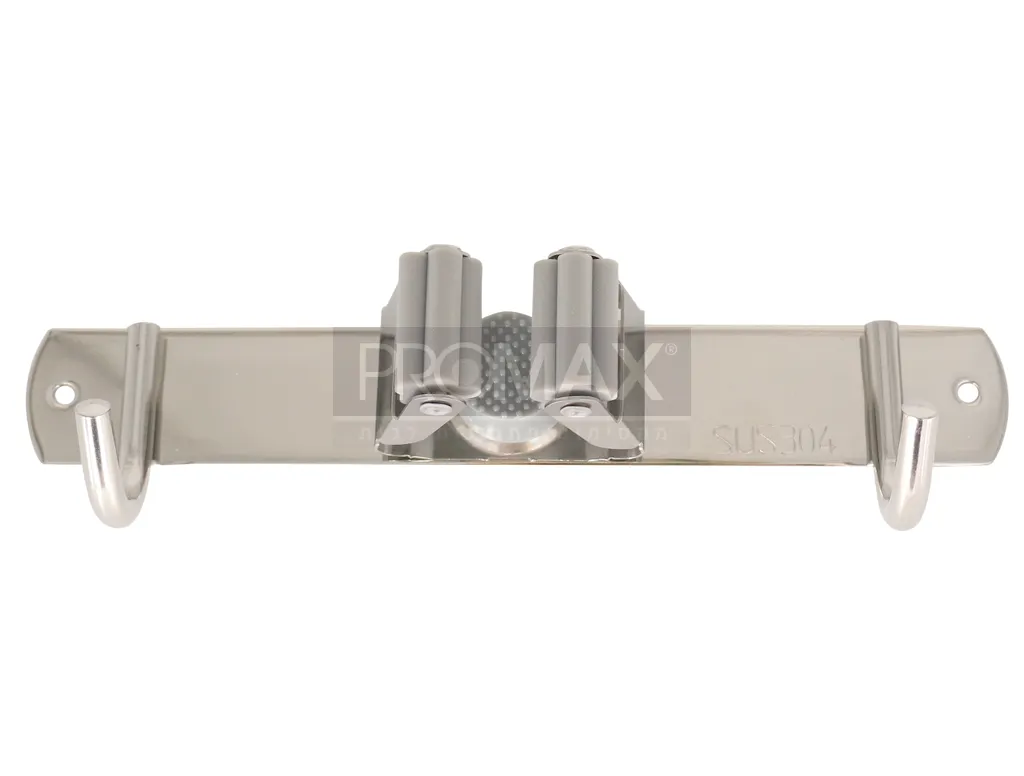 מחזיק מטאטא מנירוסטה* 1 תפסן + 2 ווי נירוסטה בבליסטר PROMAX 3