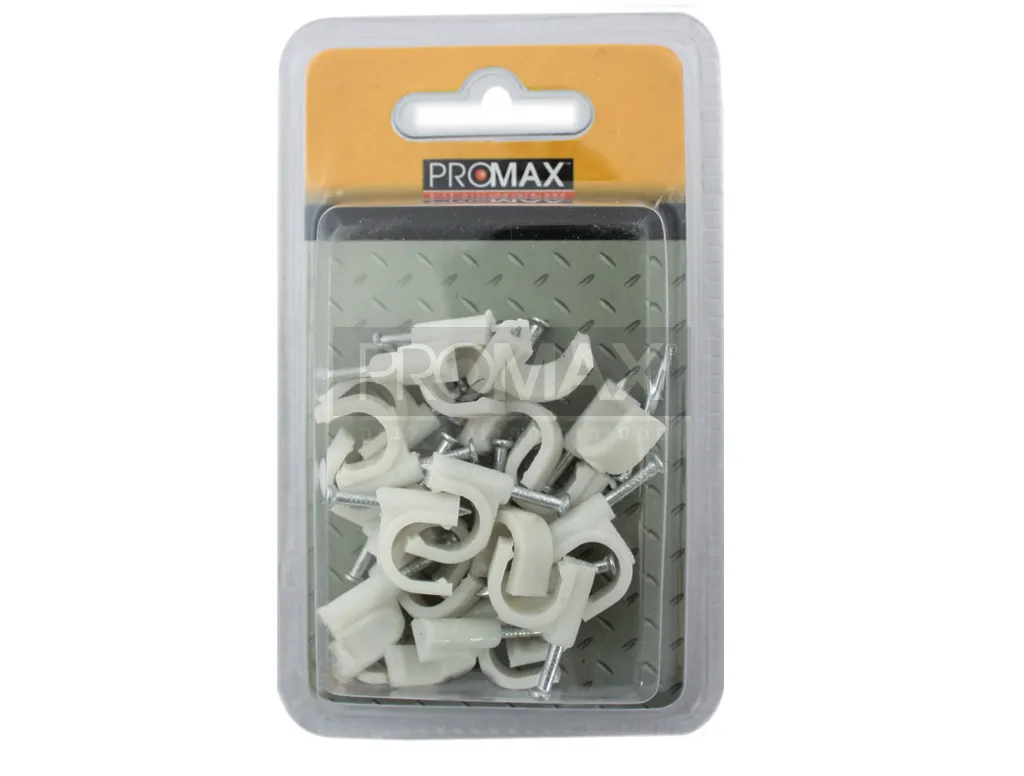 מהדקי כבל חשמל עגול 4 מ"מ (45 יח') באריזת שקף PROMAX 3