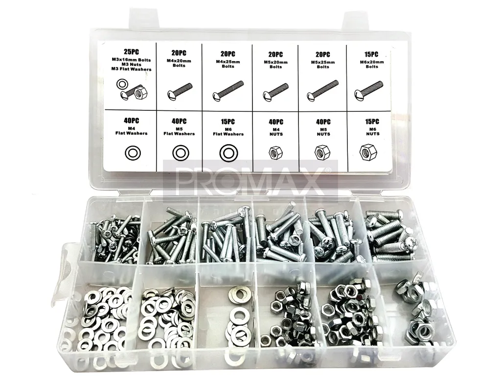 סט ברגים ואומים מילמטריים בארגונית פלסטיק (360 יח')