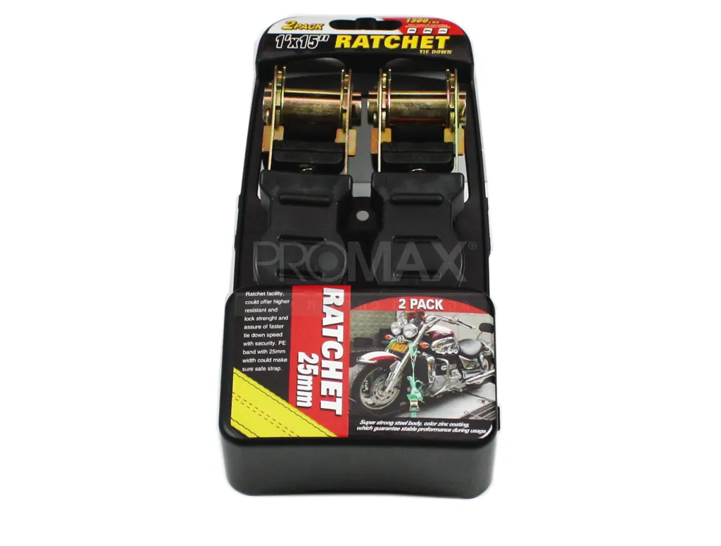 ראצט 1" תפס מחוזק זוג באריזת פלסטיק קשיחה 4.5 מטר