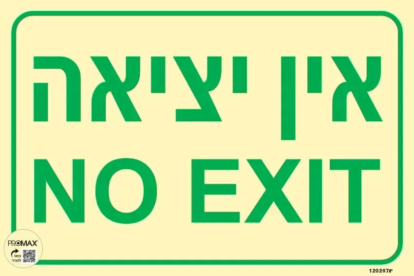 שלט פולט אור אין יציאה גודל 30x20 מספר 267p