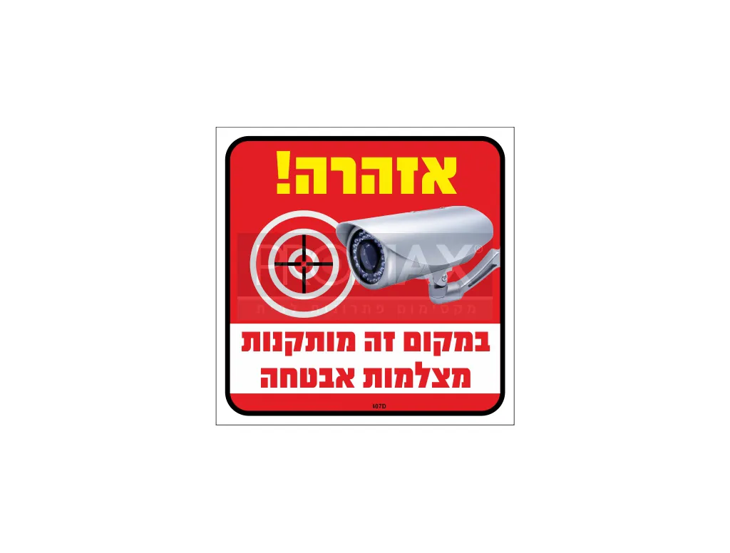 שלט צבעוני במקום זה מותקנות מצלמות אבטחה 20x30 מספר 407D 3