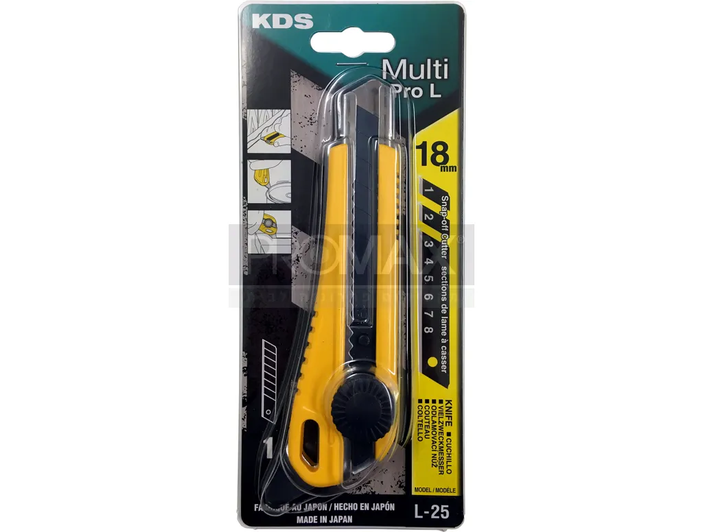 סכין יפני להב שחור מיוחד עם מעצור בטיחות גלגל KDS JAPAN 3