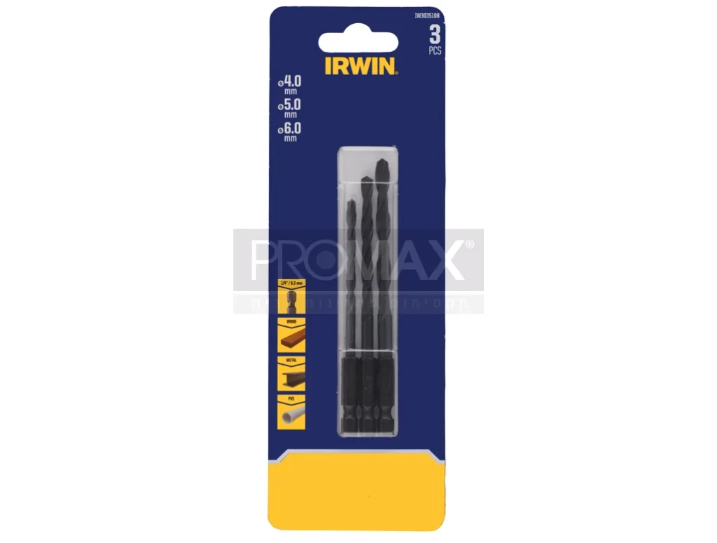 סט מקדחי ברזל למברגה בבליסטר IRWIN