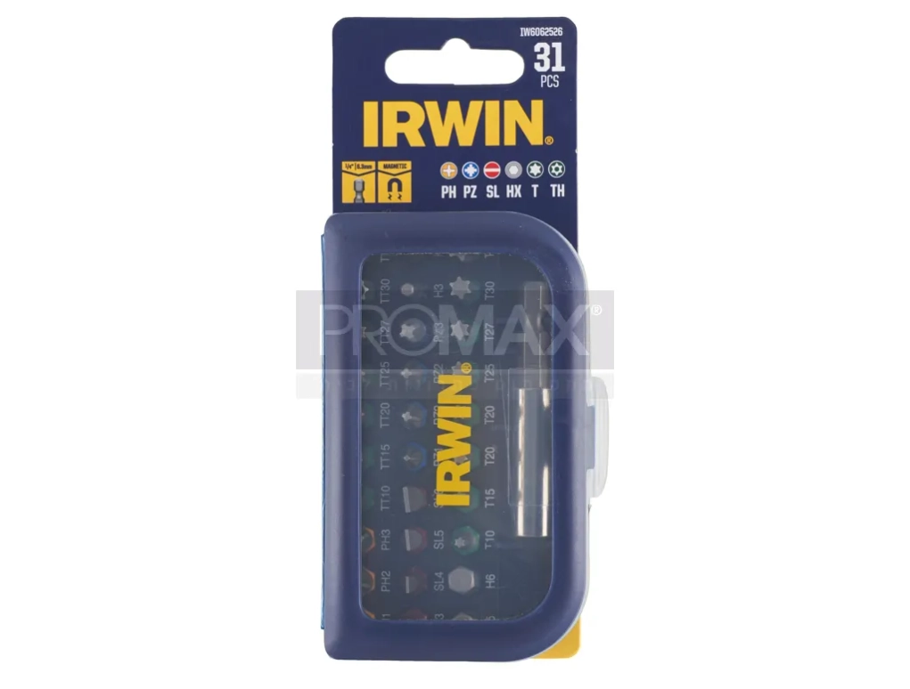 סט ביטים 31 חלקים ומוביל מגנטי  בבליסטר IRWIN