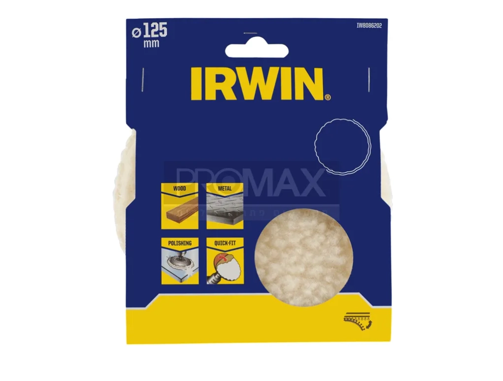 פרווה ליטוש מצמר (סקוטש)  קוטר: 125 מ"מ. למקדחה IRWIN