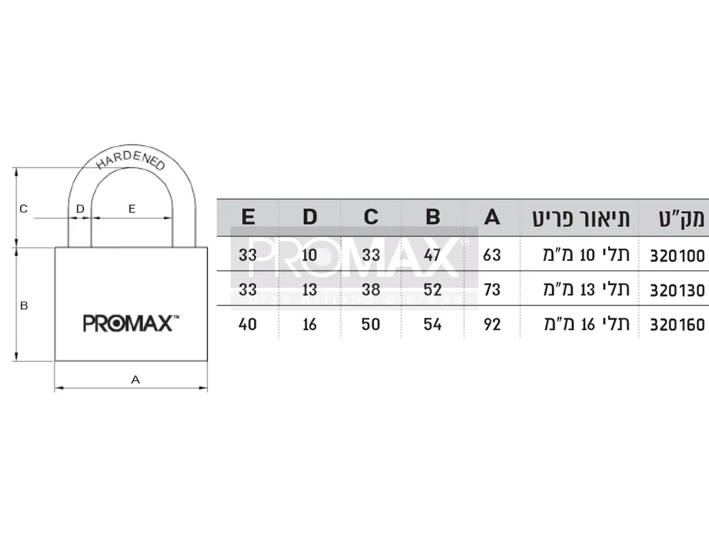 מנעול תלי 10 בבליסטר