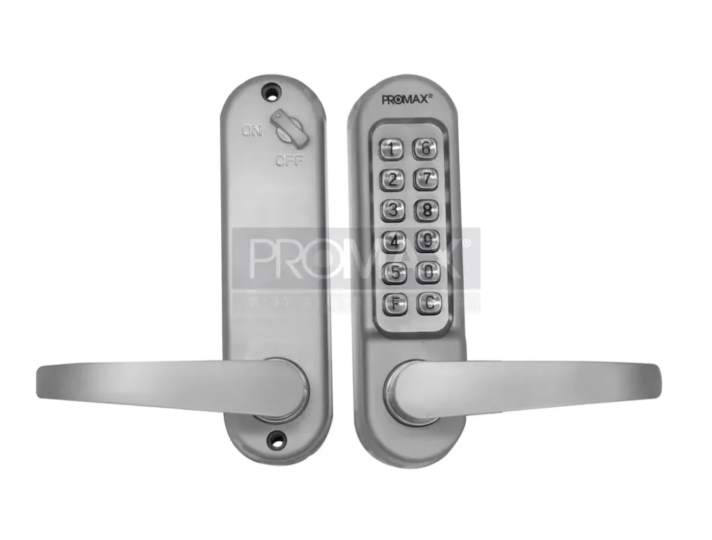 מנעול מספרים מכאני ניקל מט  + ידית לדלת ביטחון (פלדלת)