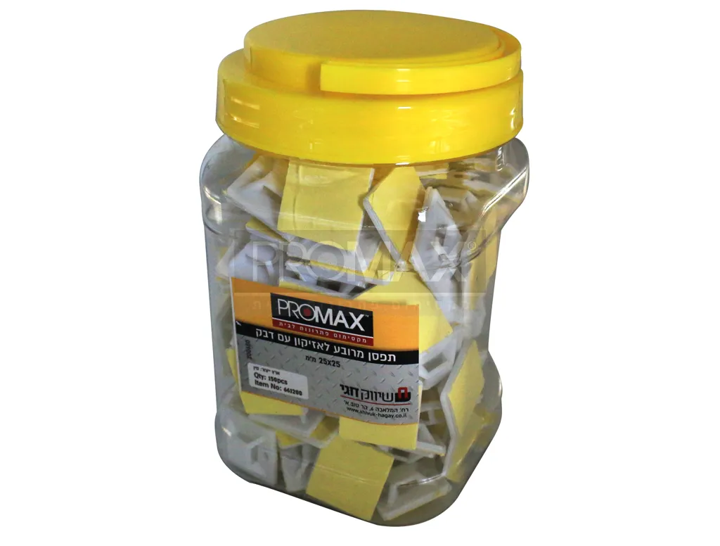 תפסן מרובע לאזיקון עם דבק דו צדדי 25X25 מ"מ