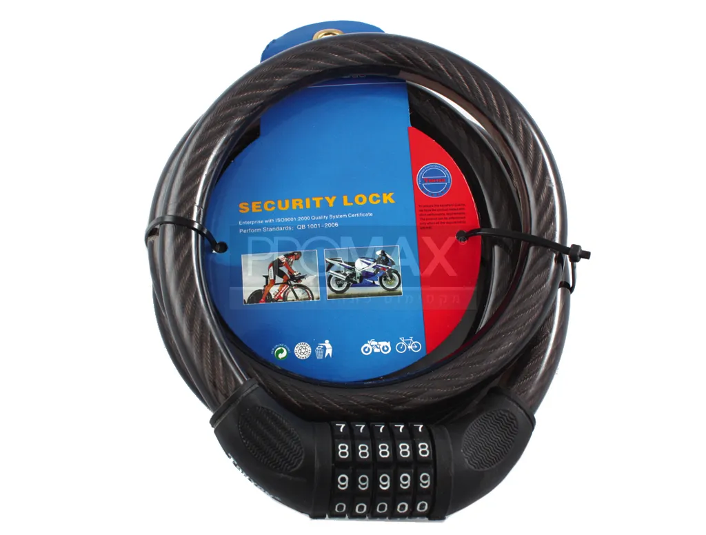 כבל פלדה לאופנוע 20X150 עם נעילת מיספרים