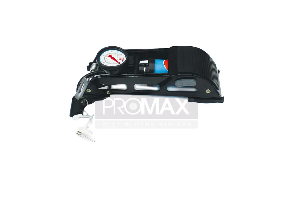 משאבת רגל בוכנה מאלומיניום עם מד לחץ בקופסה