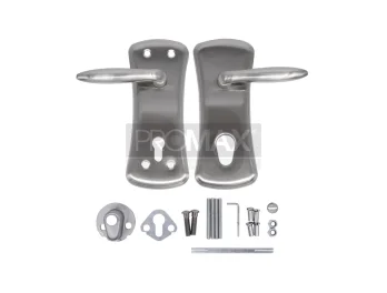 פלטות לדלת ביטחון (גיטרה) ניקל מט (ידית ברגים ורוזטה)