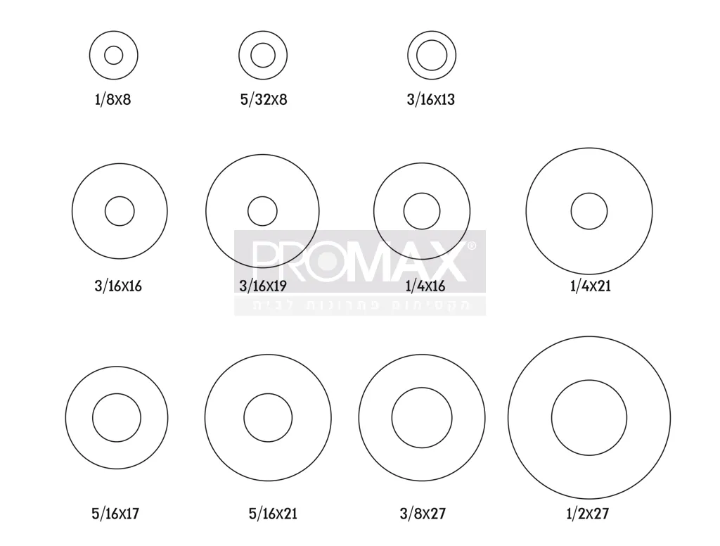שייבה סטנדרטי (עובי 1 מ"מ) 8*1/8 1000 יח'