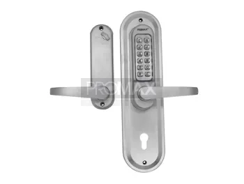 מנעול מספרים מכאני עם ידית ופלטה לדלת ביטחון (פלדלת)